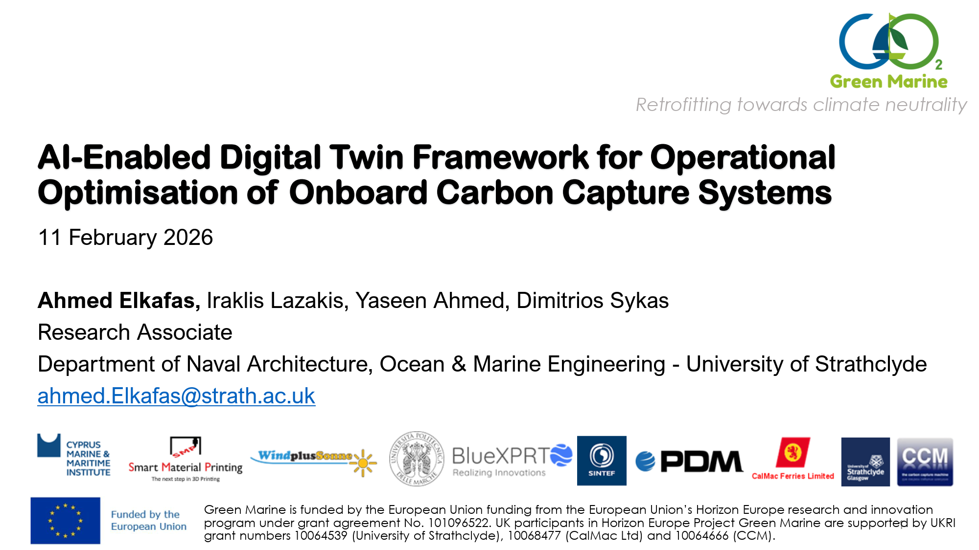 First slide of Dr. Ahmed Elkafas' presentation